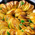 Pinterest image for sliced Hasselback Potatoes.