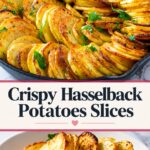 Pinterest image for sliced Hasselback Potatoes.