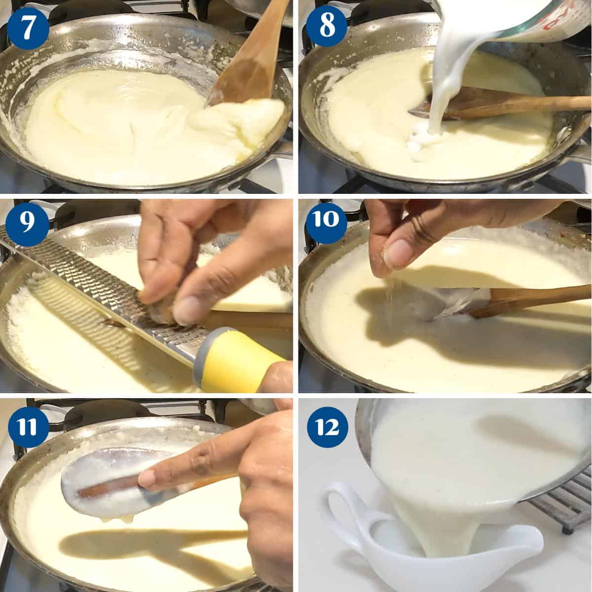 Progress pictures for white béchamel sauce.
