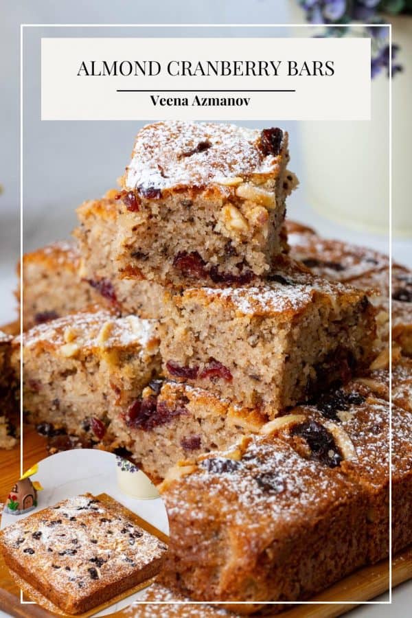 Pinterest image for bars with cranberry and almonds.