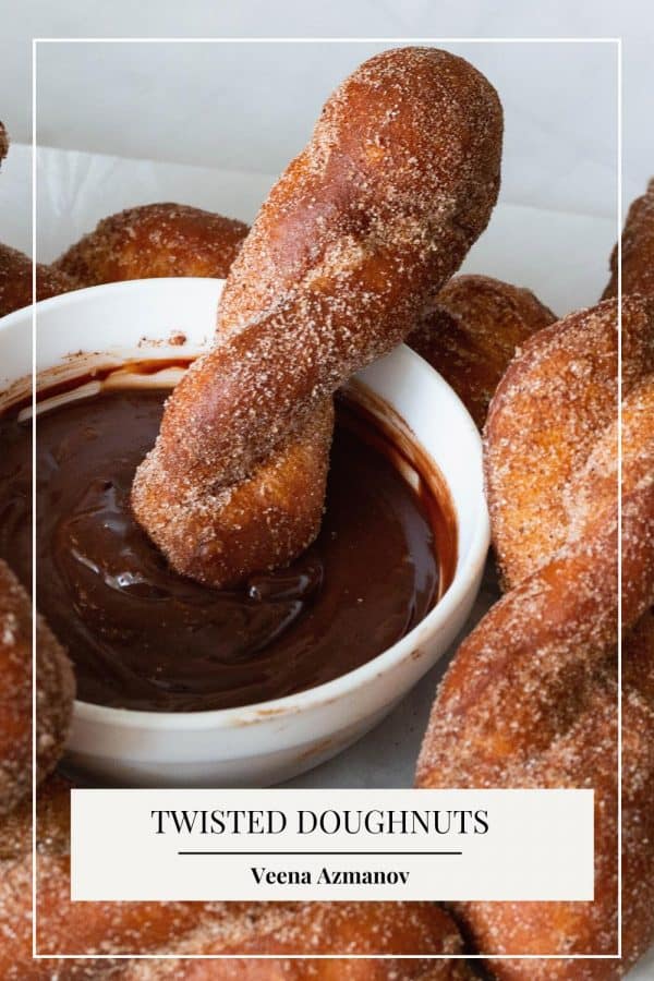 Pinterest image for twisted doughnuts.