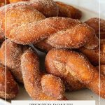Pinterest image for twisted doughnuts.