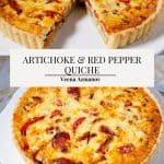 Pinterest image for quiche with artichokes.