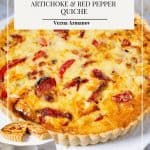 Pinterest image for quiche with artichokes.