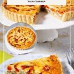 Pinterest image for quiche with artichokes.