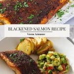 Pinterest image for making blackened salmon.