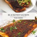 Pinterest image for making blackened salmon.