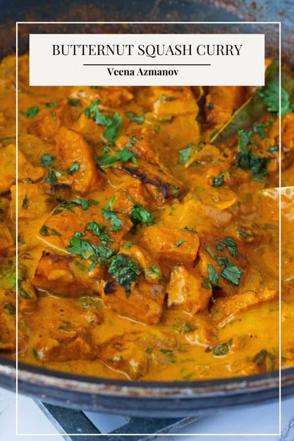 Pinterest image for curry butternut squash.
