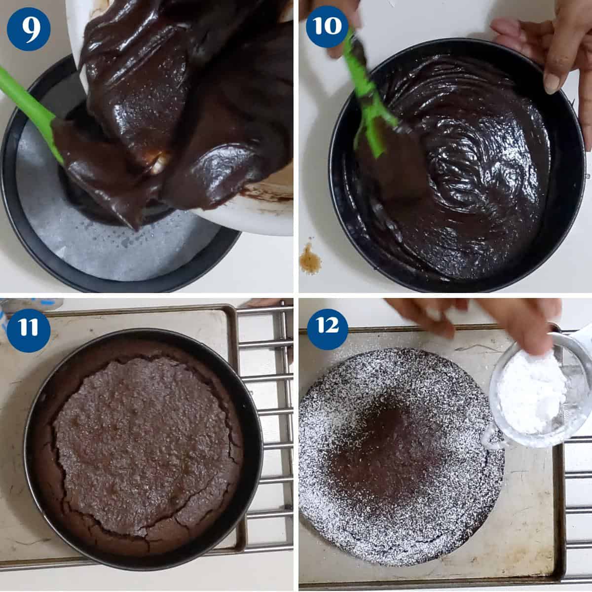 Progress pictures making chocolate torte.