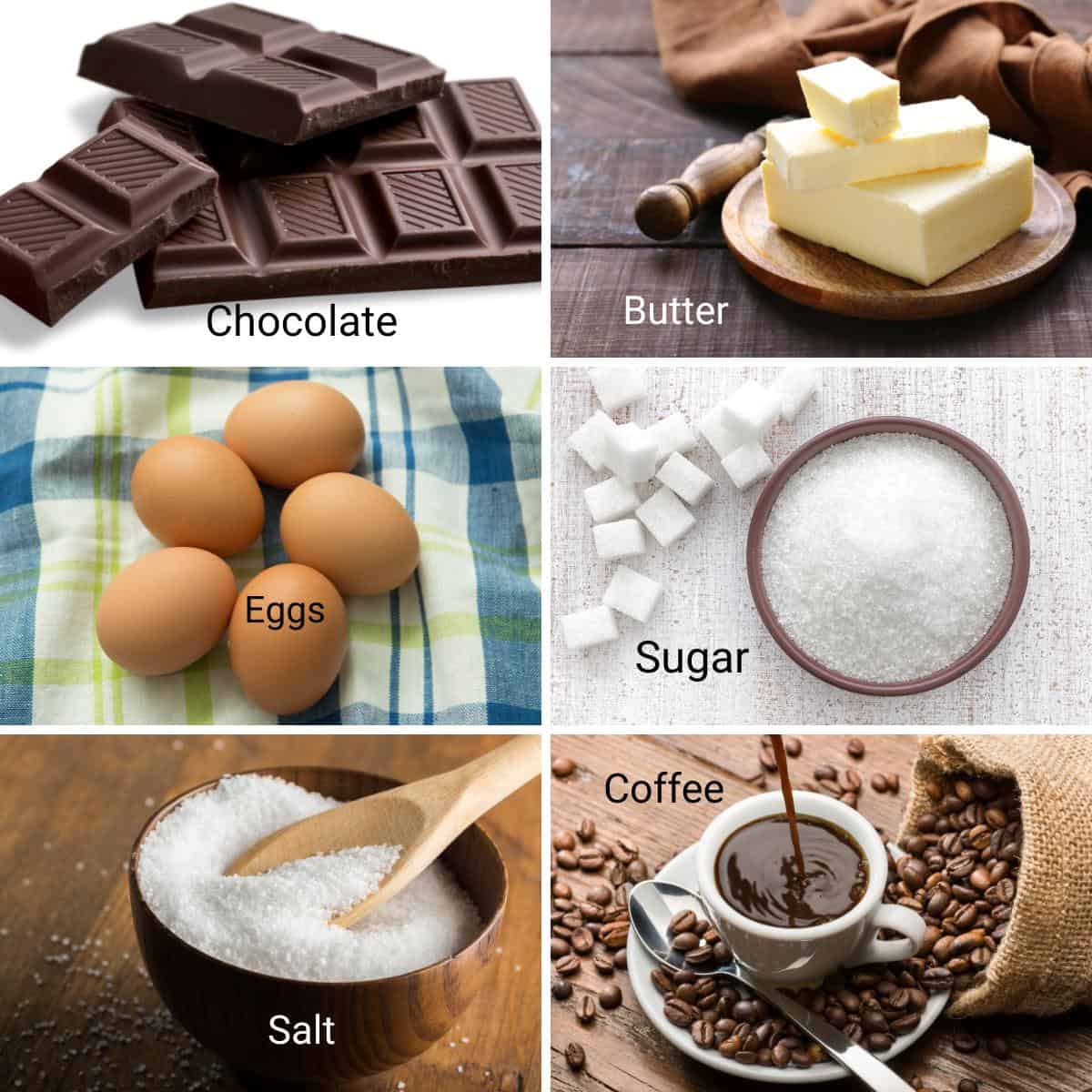 Ingredients for making chocolate torte.