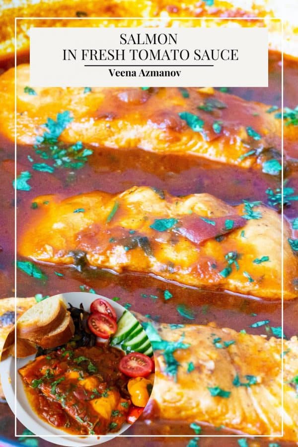 Pinterest Image Salmon fish with Tomato Sauce.