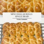Pinterest image for braided mini challah bread.