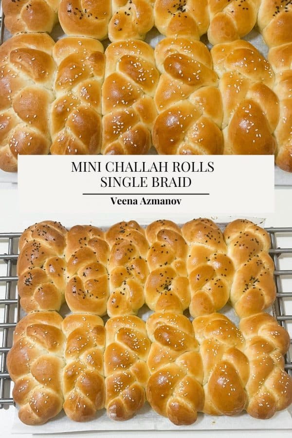 Pinterest image for braided mini challah bread.