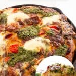 Pinterest image for sourdough pesto focaccia.