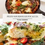 Pinterest image for sourdough pesto focaccia.