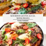Pinterest image for sourdough pesto focaccia.