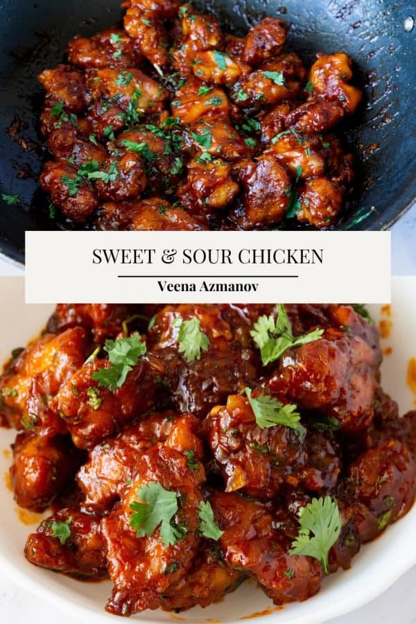 Pinterest image for Chinese Chicken with Sweet Sour Sauce.