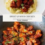 Pinterest image for Chinese Chicken with Sweet Sour Sauce.