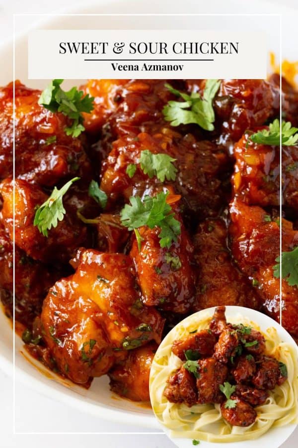 Pinterest image for Chinese Chicken with Sweet Sour Sauce.