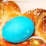 Pinterest image for Braided Bread with Colored Easter Eggs.