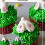 Pinterest image for bunny butt cupcakes.