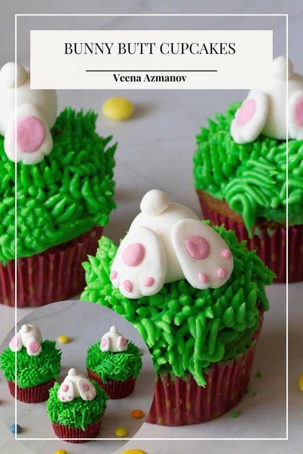 Pinterest image for bunny butt cupcakes.
