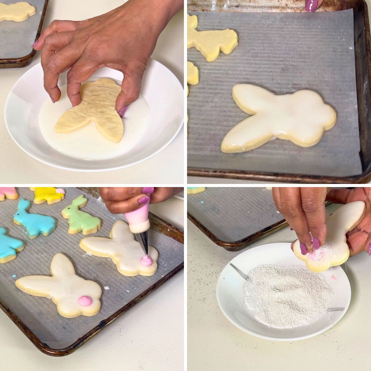 How to frost bunny cookies step by step.