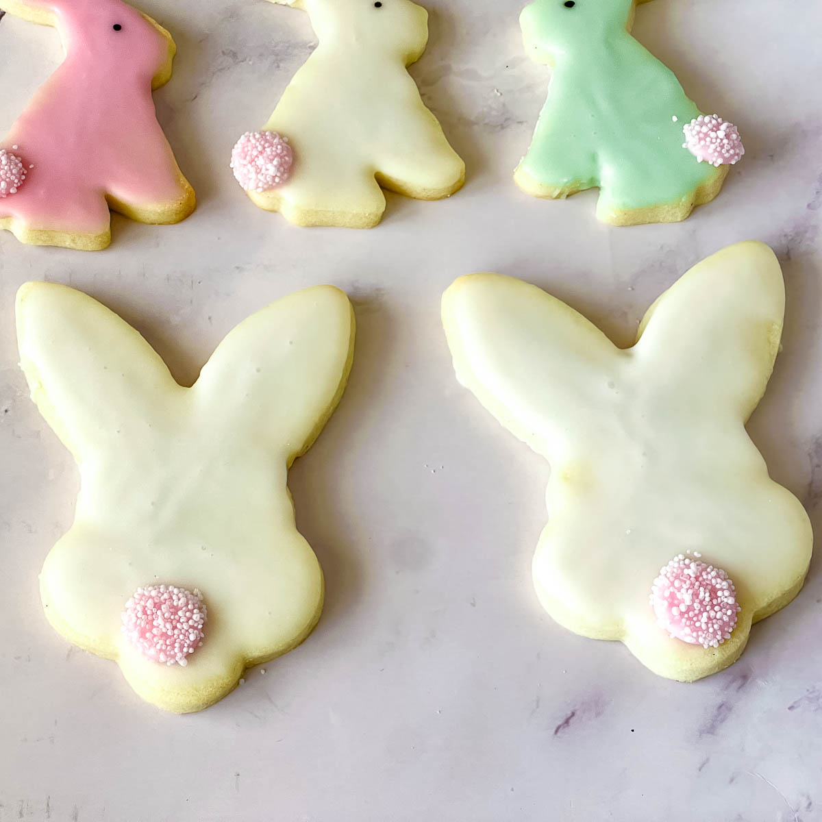 Bunny Shaped frosted Sugar cookies for Eastedr.