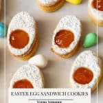 Pinterest image for Egg shaped Easter Cookies.