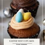 Pinterest image Birds Nest Eater Cupcakes.