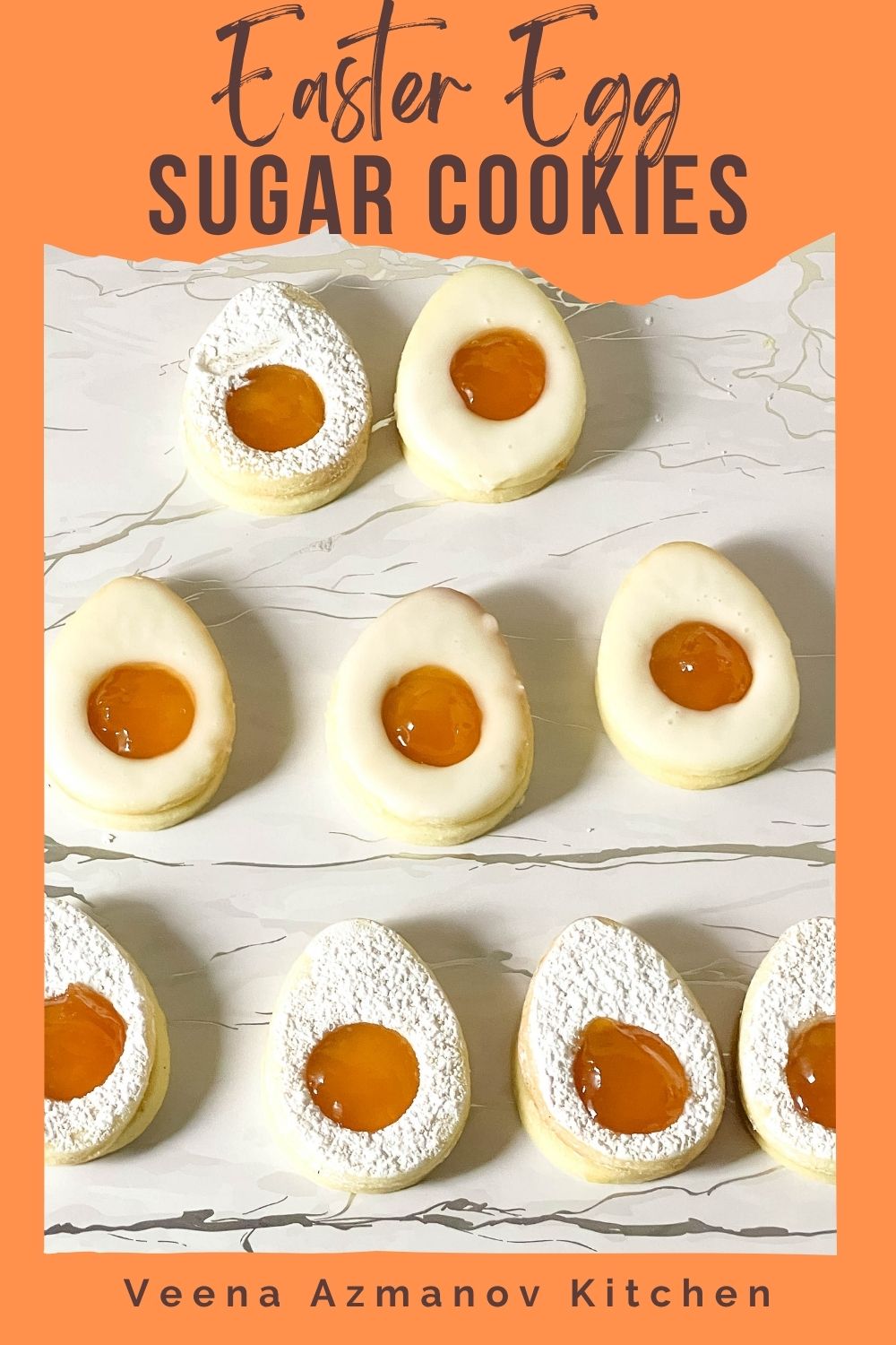 Pinterest image for Egg Shaped Sandwich Cookies.