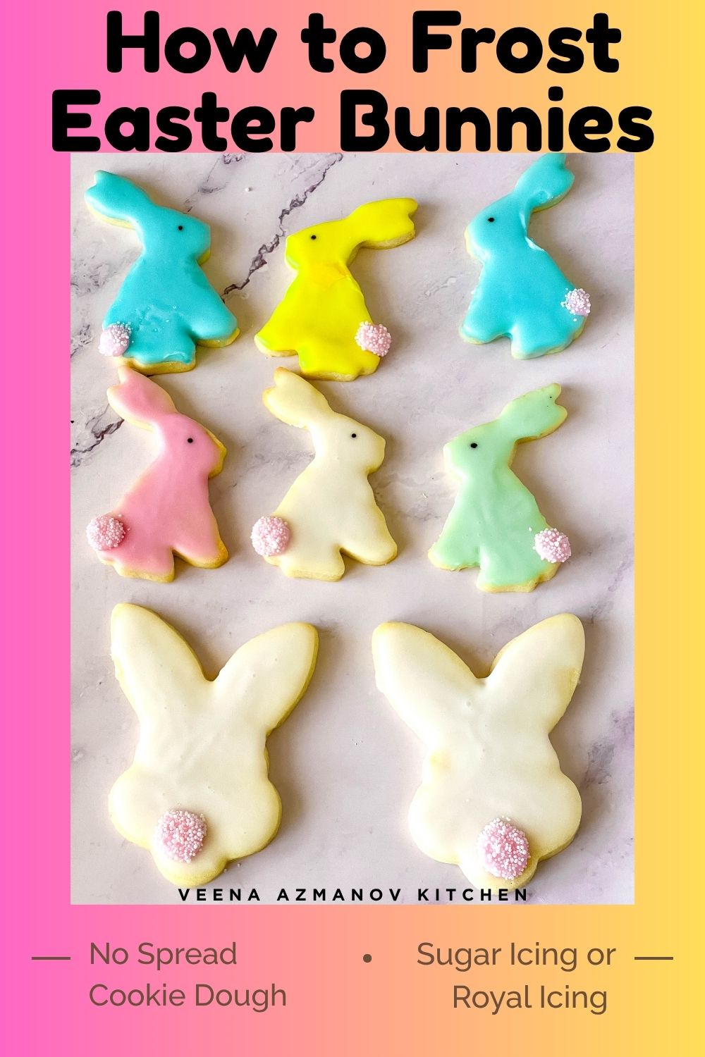 Pinterest image for frosted Bunny Cookies with Sugar Glaze.