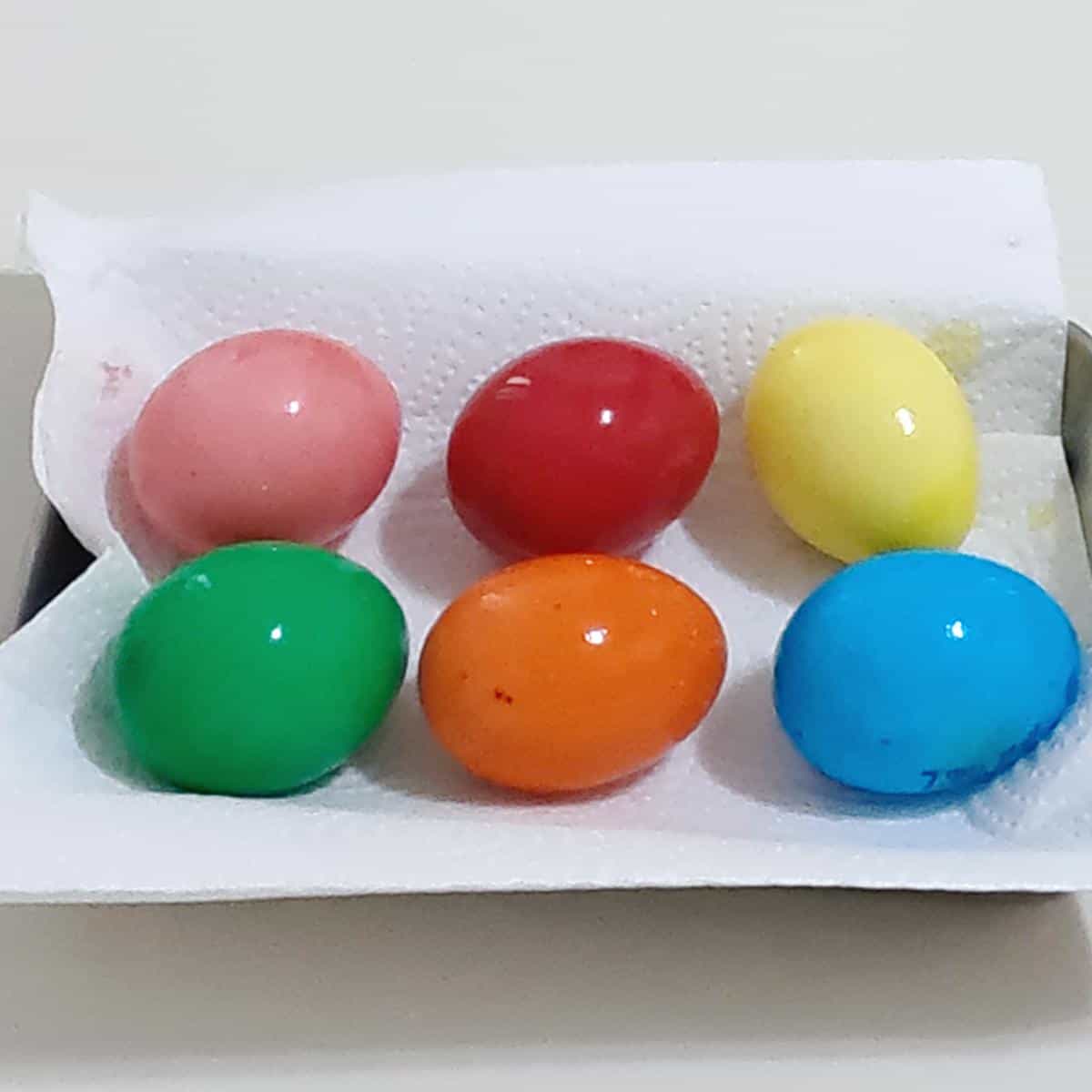 Dyed Eggs on a tray.
