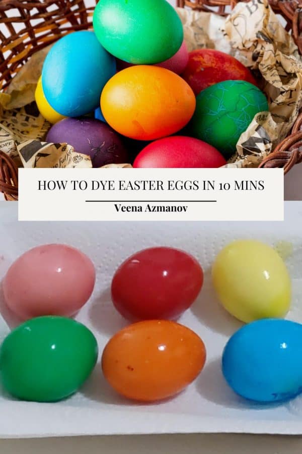 Pinterest image for Dyeing Eggs with food Color.
