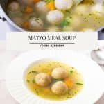 Pinterest image for making soup with matzo balls.