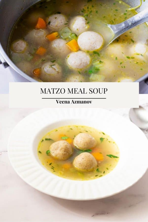 Pinterest image for making soup with matzo balls.