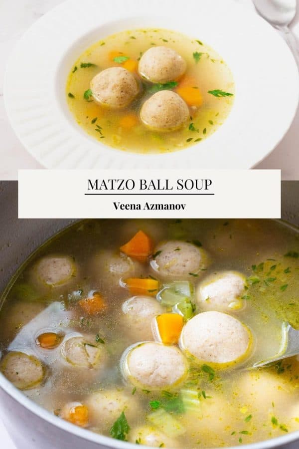Pinterest image for making soup with matzo balls.