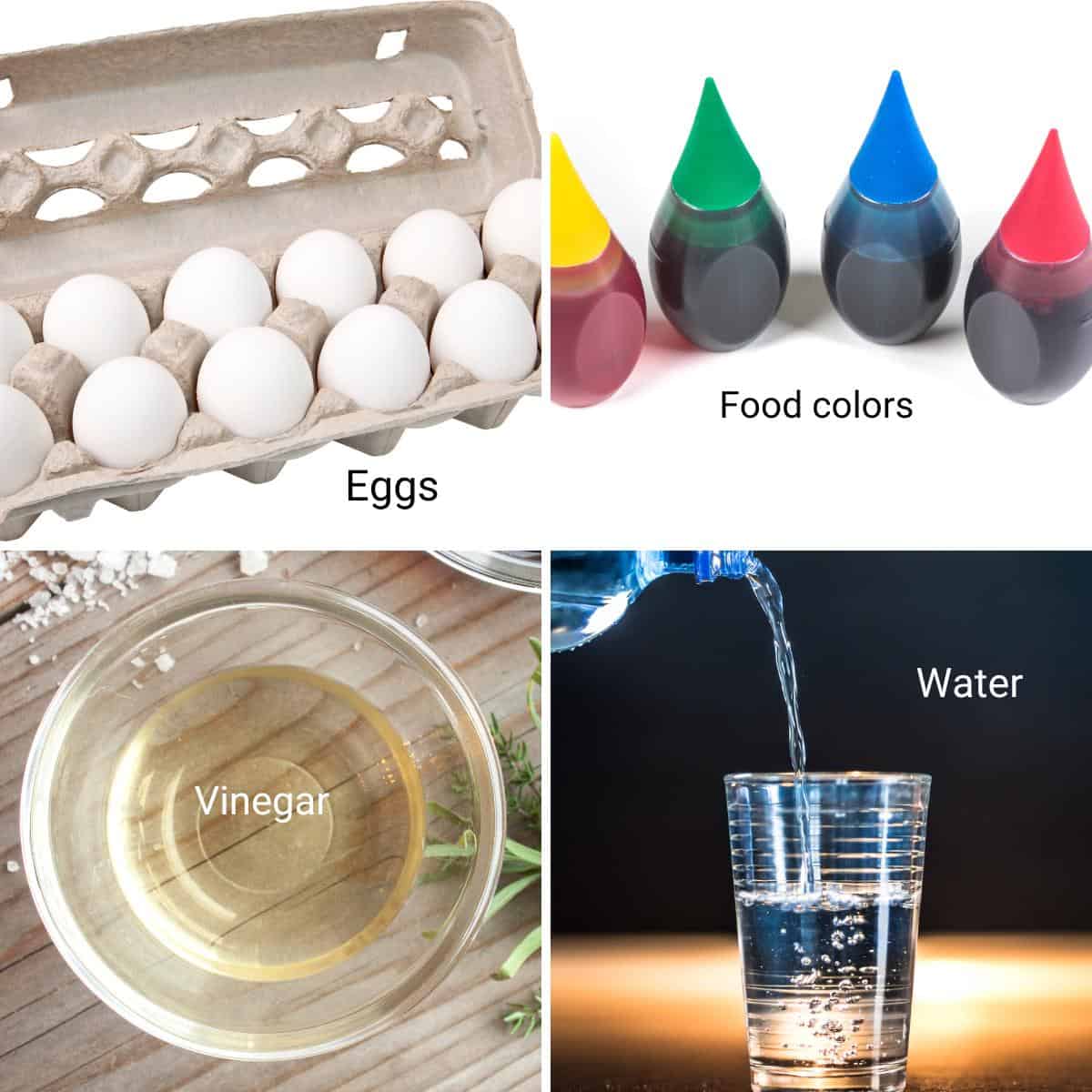 Ingredients for coloring Eater Eggs.