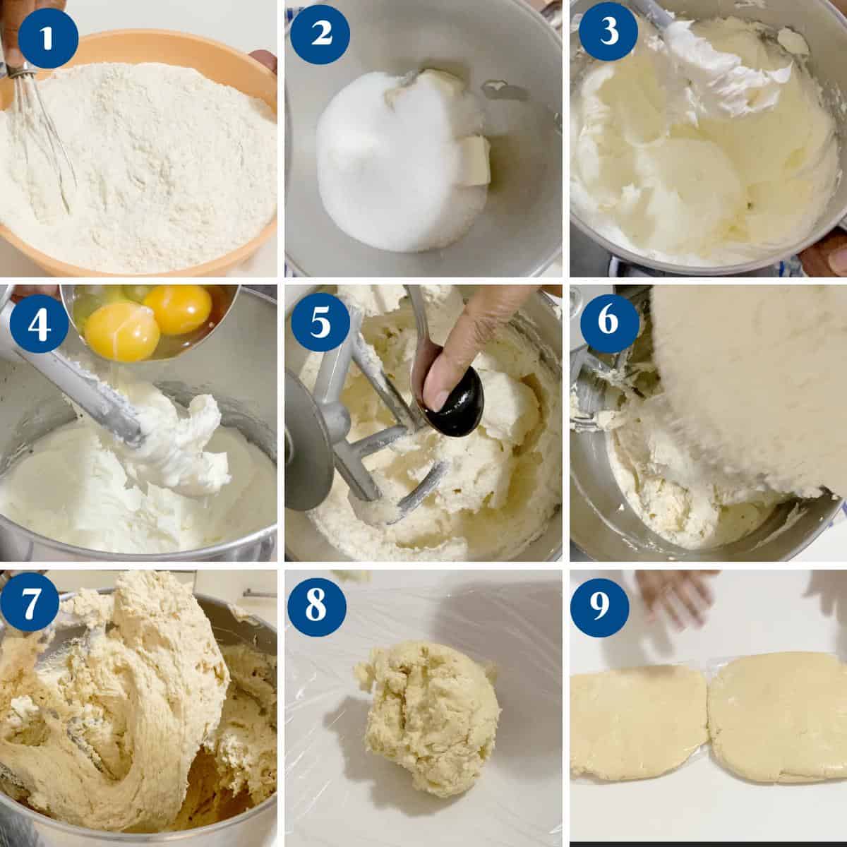 Progress pictures making vanilla sugar cookie dough.
