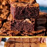 Pinterest image best chocolate brownies with shiny crust on top.