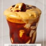 Pinterest image for caramel dalgona.
