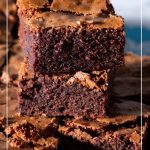 Pinterest image for brownies with top crust.
