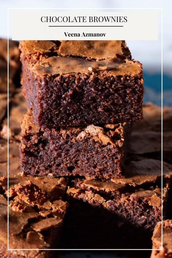 Pinterest image for brownies with top crust.