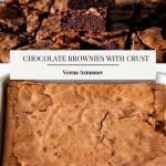 Pinterest image for brownies with top crust.