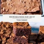 Pinterest image for brownies with top crust.