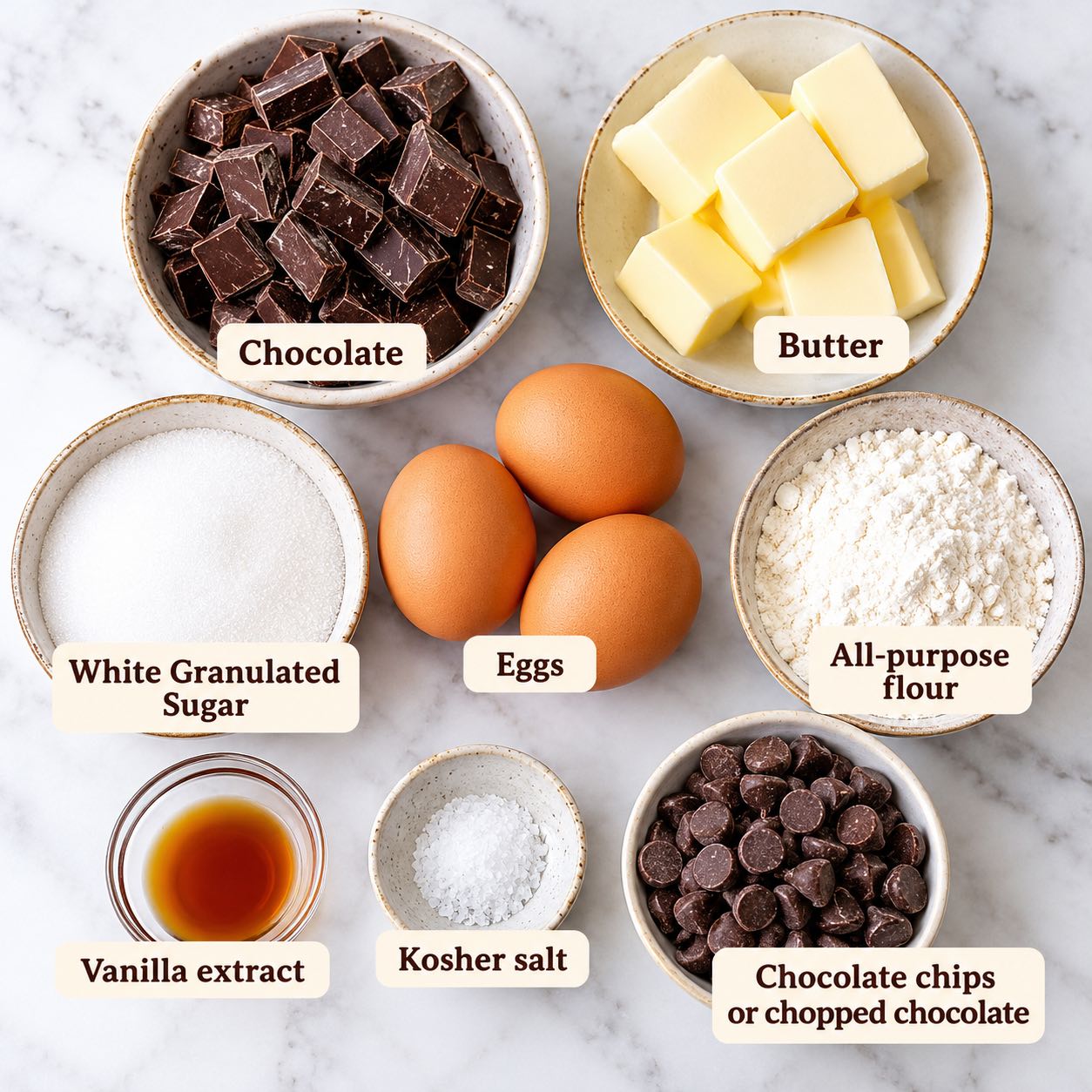 Ingredients for making Chocolate Brownies.