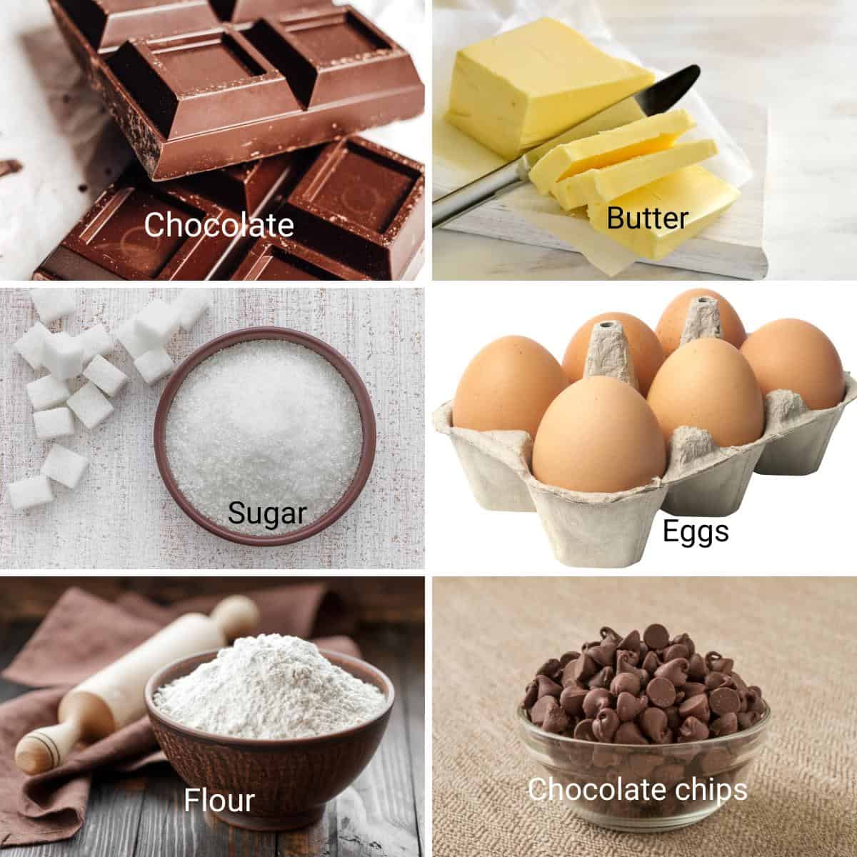 Ingredients for making chocolate brownies.