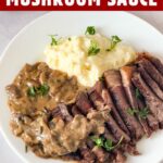 Pinterest image for mushroom steak sauce.