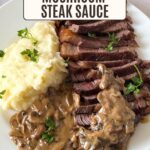 Pinterest image for mushroom steak sauce.
