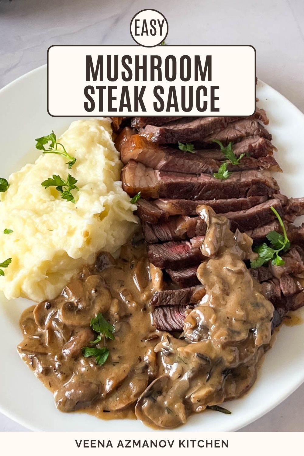 Pinterest image for mushroom steak sauce.